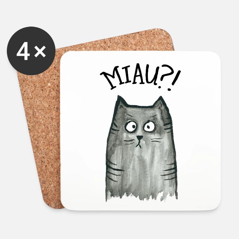 Grau getigerte Katze Miau - Untersetzer (4er-Set) - Weiß