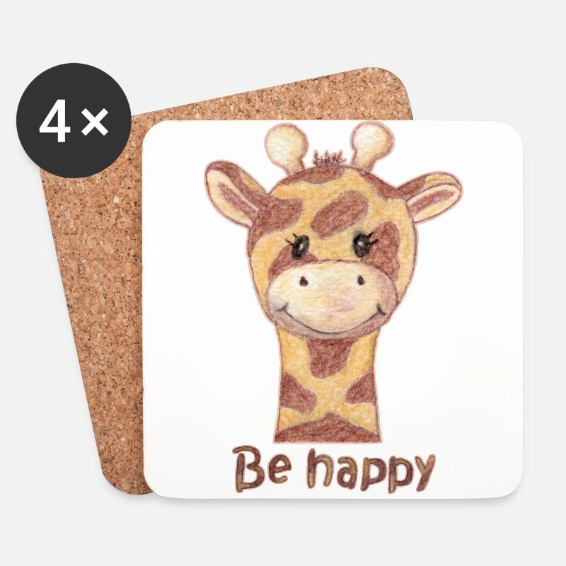 Giraffe be happy - Untersetzer (4er-Set) - Weiß