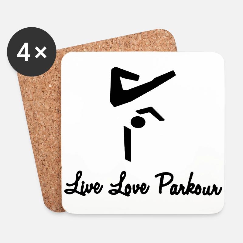 Black Live Love Parkour - Untersetzer (4er-Set) - Weiß