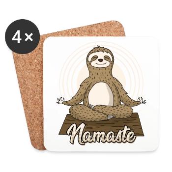 Namastay Namaste Faultier Yogamatte Yoga - Untersetzer (4er-Set) - Weiß - Vorne