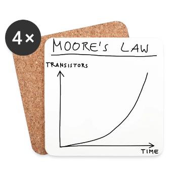 Informatique: loi de Moore (noir) - Dessous de verre (lot de 4) - blanc - Devant