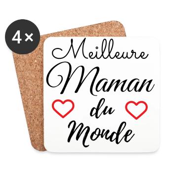 Meilleure maman du monde - Dessous de verre (lot de 4) - blanc - Devant