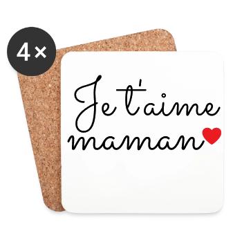 Je t'aime maman - Dessous de verre (lot de 4) - blanc - Devant