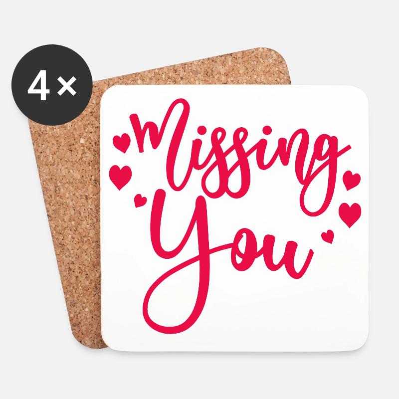 Missing You Vermissen Liebe Geschenkidee - Untersetzer (4er-Set) - Weiß