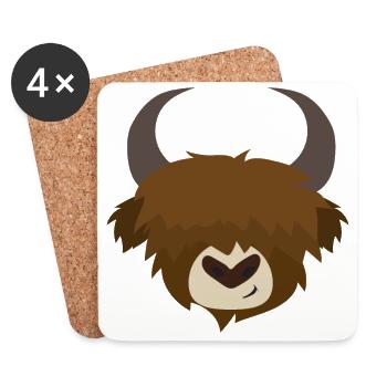 Doux animaux Cool Yak tibétain drôle cadeau - Dessous de verre (lot de 4) - blanc - Devant