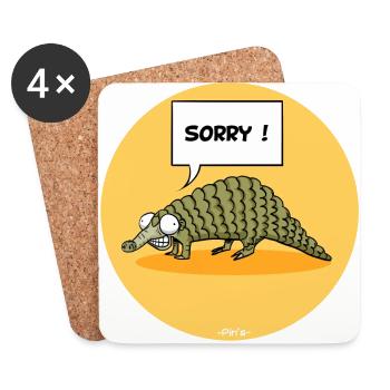 Pangolin, cartoon about the coronavirus. - Coasters (set of 4) - white - Front