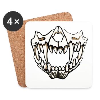 Gesichtsmaske Raubtier Skelett Gebiss Monster - Untersetzer (4er-Set) - Weiß - Vorne