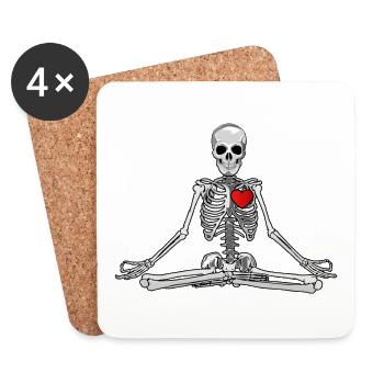 Yoga skeleton with heart - Coasters (set of 4) - white - Front