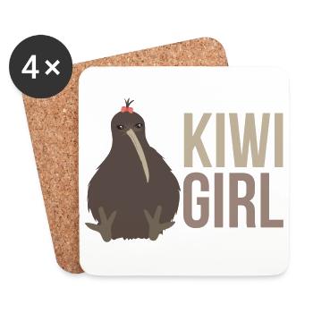 New Zealand Kiwi Girl Partnerlook Lustige Geschenk - Untersetzer (4er-Set) - Weiß - Vorne