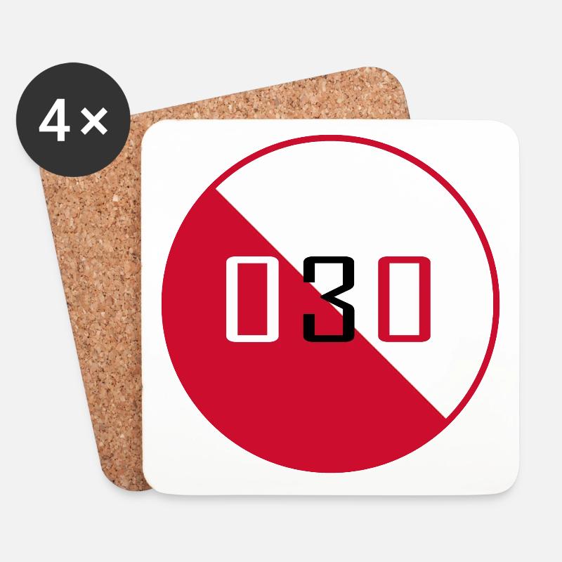 030 Logo Stadtfarbe - Untersetzer (4er-Set) - Weiß