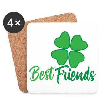 Friendship Best Friends Trèfle à quatre feuilles - Dessous de verre (lot de 4) - blanc - Devant