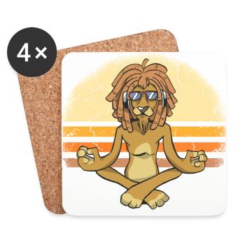 Lion cool avec des dreadlocks fait du yoga. - Dessous de verre (lot de 4) - blanc - Devant