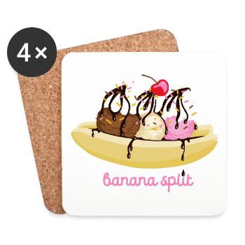 Banana split - Dessous de verre (lot de 4) - blanc - Devant