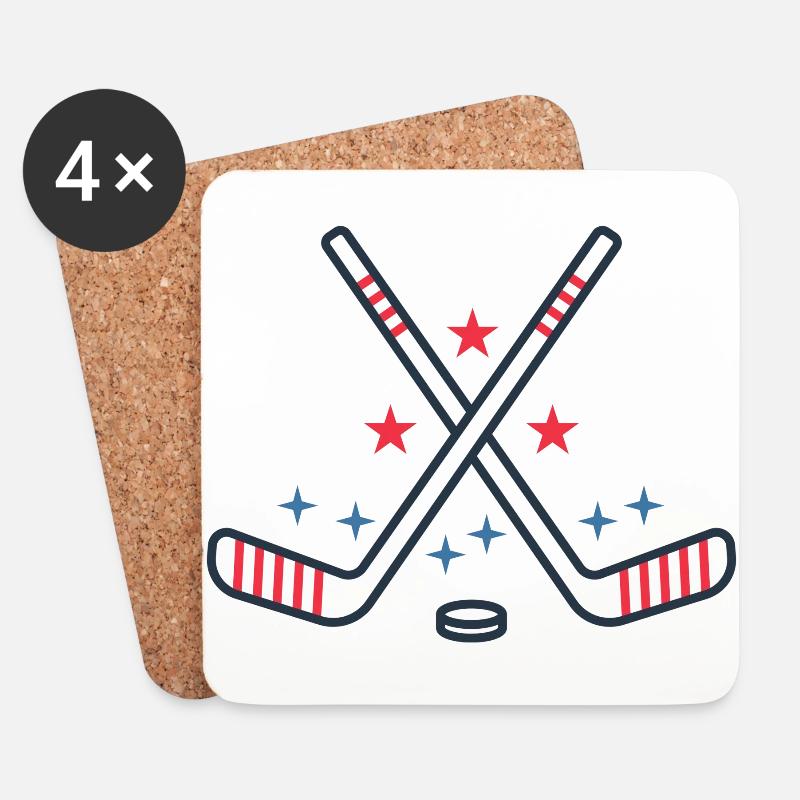 Hockey - Untersetzer (4er-Set) - Weiß