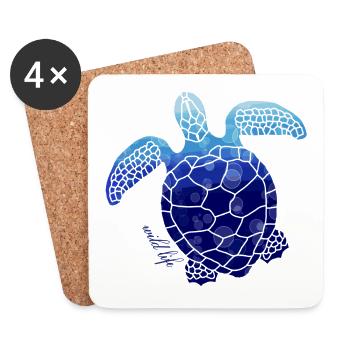 Turtle wildlife - Coasters (set of 4) - white - Front