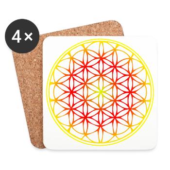 Idée de cadeau symbole Merkaba fleur de vie - Dessous de verre (lot de 4) - blanc - Devant