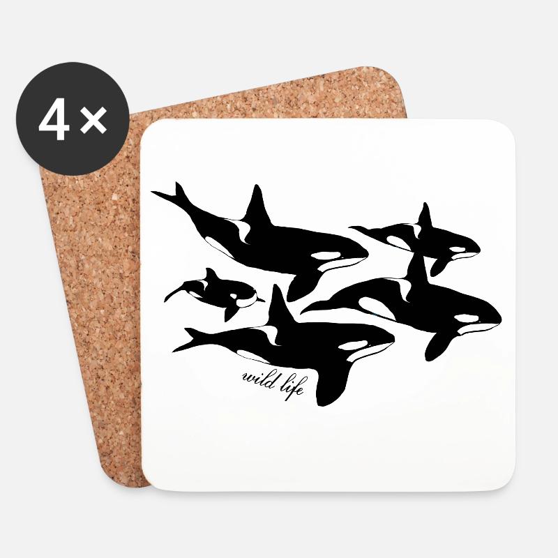 Killerwal Wildlife - Untersetzer (4er-Set) - Weiß