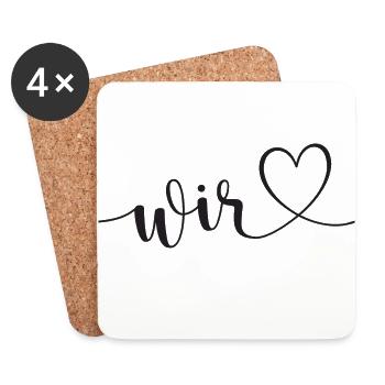 Hochzeit wir Familie Herz Liebe - Untersetzer (4er-Set) - Weiß - Vorne
