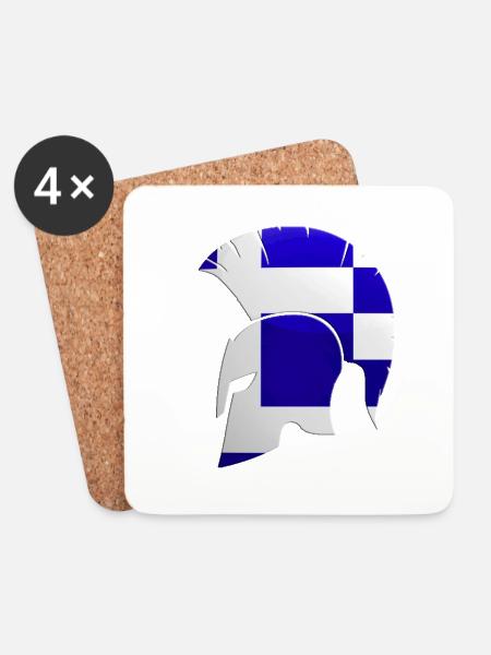 griechischer Helm - Untersetzer (4er-Set) - Weiß