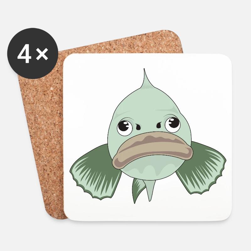 Grumpy Fisch Emotion Aquarium Lustige Geschenkidee - Untersetzer (4er-Set) - Weiß
