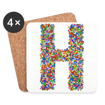 H - Untersetzer (4er-Set) - Weiß - Vorne
