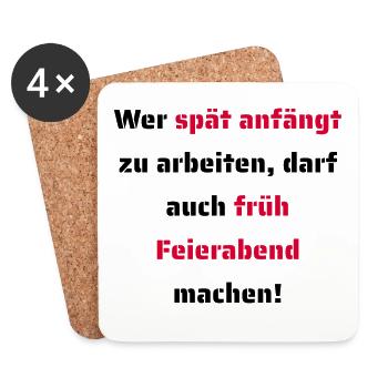 Feierabend Arbeitskollegen Arbeitstier - Untersetzer (4er-Set) - Weiß - Vorne