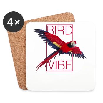 Red Parrot - BIRD VIBE - Coasters (set of 4) - white - Front