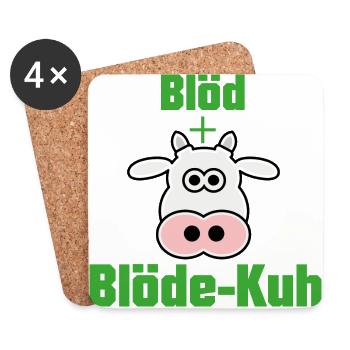 Blöde Kuh Spruch Geschenk provokant Rind Dumm Frau - Untersetzer (4er-Set) - Weiß - Vorne