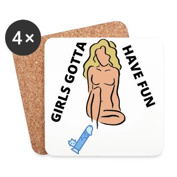 Filles drôles - Dessous de verre (lot de 4) - blanc - Devant