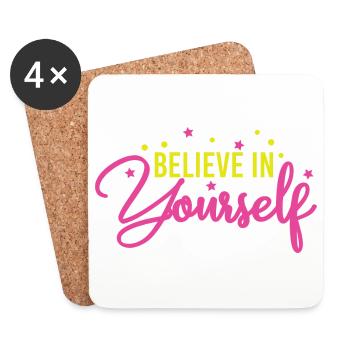 Énonciations de motivation croyez en vous-même cadeau - Dessous de verre (lot de 4) - blanc - Devant