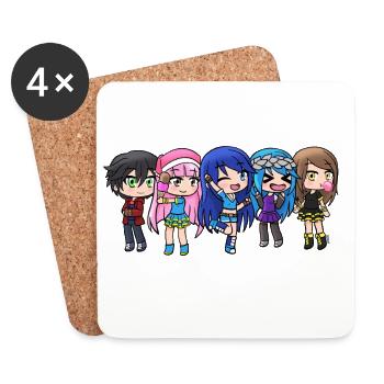Dessin animé mignon Krew - Dessous de verre (lot de 4) - blanc - Devant