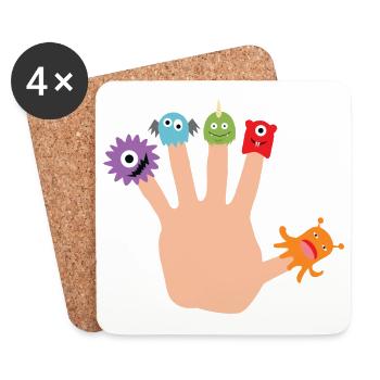 Fünf Fingermonster Halloween Kids Geschenkidee - Untersetzer (4er-Set) - Weiß - Vorne