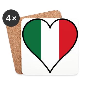 Italy heart with black frame - Coasters (set of 4) - white - Front