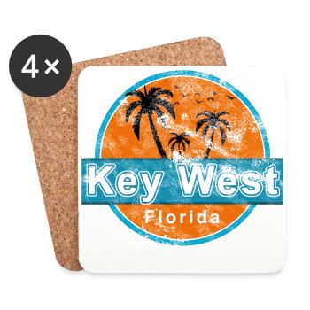 Key West Florida Vintage - Coasters (set of 4) - white - Front