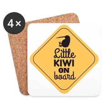 New Zealand Little Kiwi On Board Funny Gift - Coasters (set of 4) - white - Front