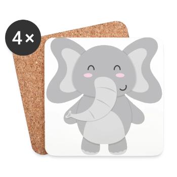 Elefant - zum selbst gestalten - Untersetzer (4er-Set) - Weiß - Vorne