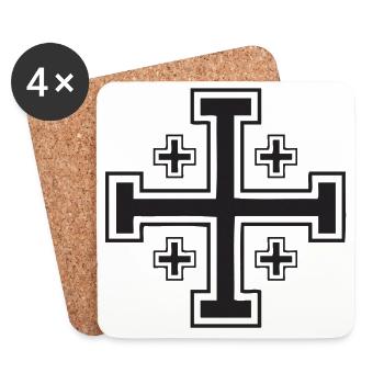 Croix de Jérusalem - Dessous de verre (lot de 4) - blanc - Devant