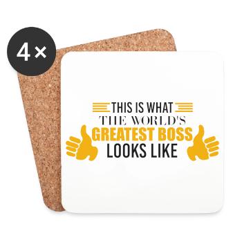 Humour de bureau Plus grand cadeau drôle de patron du monde - Dessous de verre (lot de 4) - blanc - Devant