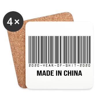 2020 année de merde codebarre fait en Chine humour - Dessous de verre (lot de 4) - blanc - Devant