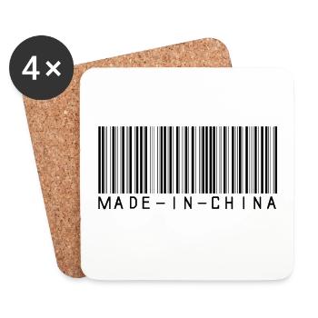 Made in China barcode denouncing globalization - Coasters (set of 4) - white - Front