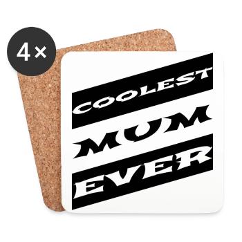 family - coolest mum ever - Coasters (set of 4) - white - Front
