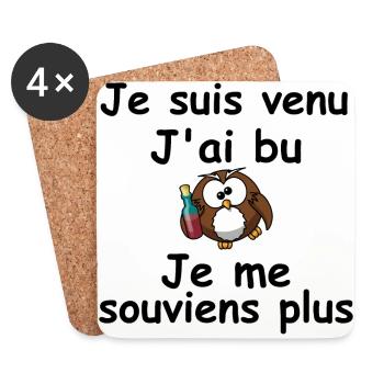 je suis venu, j'ai bu.. je me souviens plus - Dessous de verre (lot de 4) - blanc - Devant