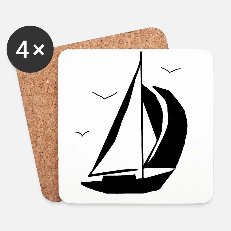 Segelboot - Untersetzer (4er-Set) - Weiß