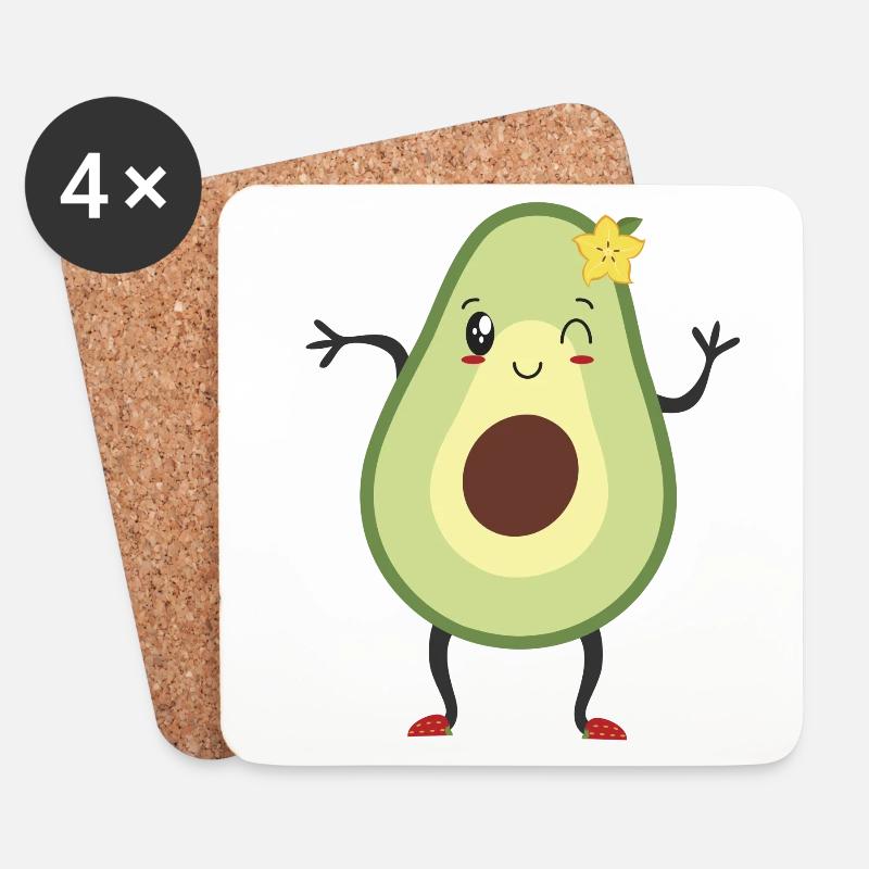 Mädchen Avocado mit Blume in ihren Haaren - Untersetzer (4er-Set) - Weiß
