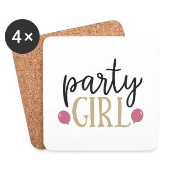 Fille de fête - Dessous de verre (lot de 4) - blanc - Devant