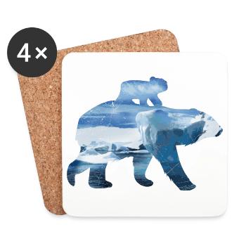 Double exposure animals polar bear mom and baby - Coasters (set of 4) - white - Front