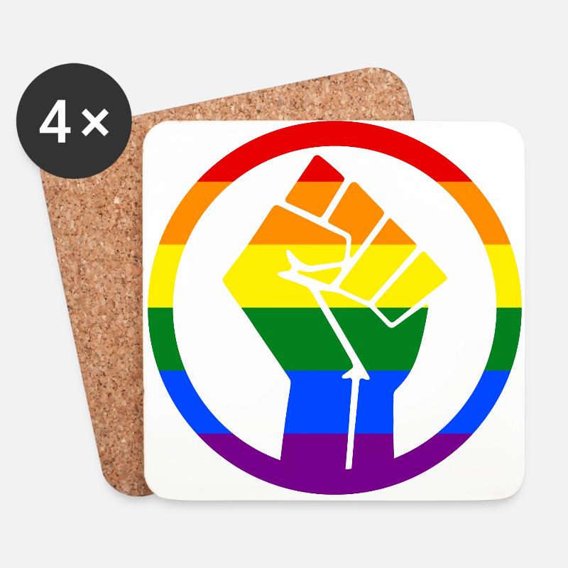 Rainbow Fist - Untersetzer (4er-Set) - Weiß