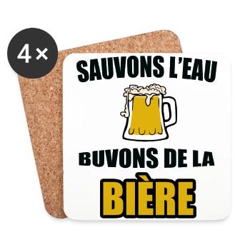 Humour de la bière - Dessous de verre (lot de 4) - blanc - Devant