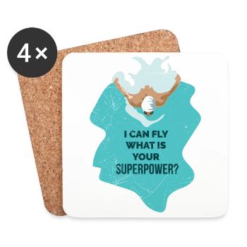 Natation je peux voler quelle est votre superpuissance - Dessous de verre (lot de 4) - blanc - Devant