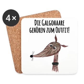Galgohaare Outfit dunkelgestromter Galgo - Untersetzer (4er-Set) - Weiß - Vorne